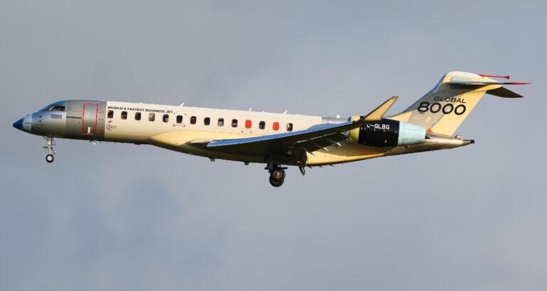 Bombardier Global 8000 development test flights at Shannon